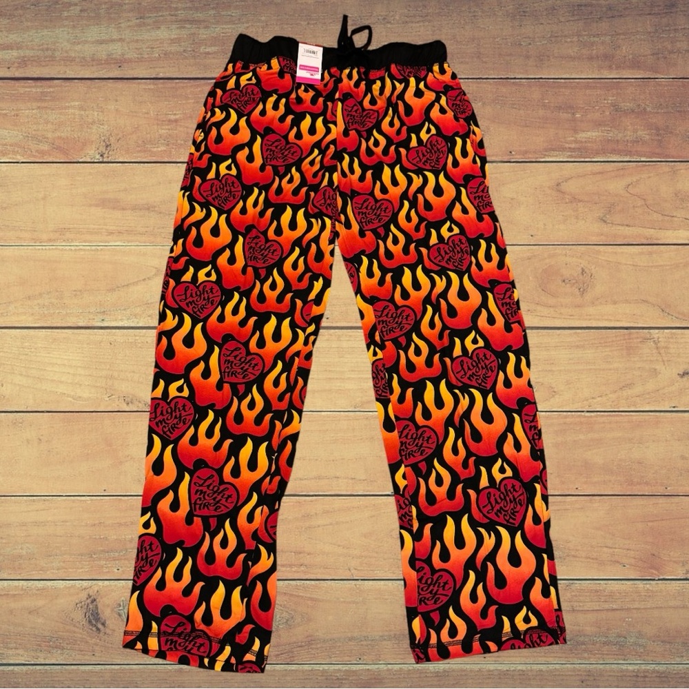 Men’s Light My Fire Neon Heart Pajama Pants Valentines Day Festive Cute Love